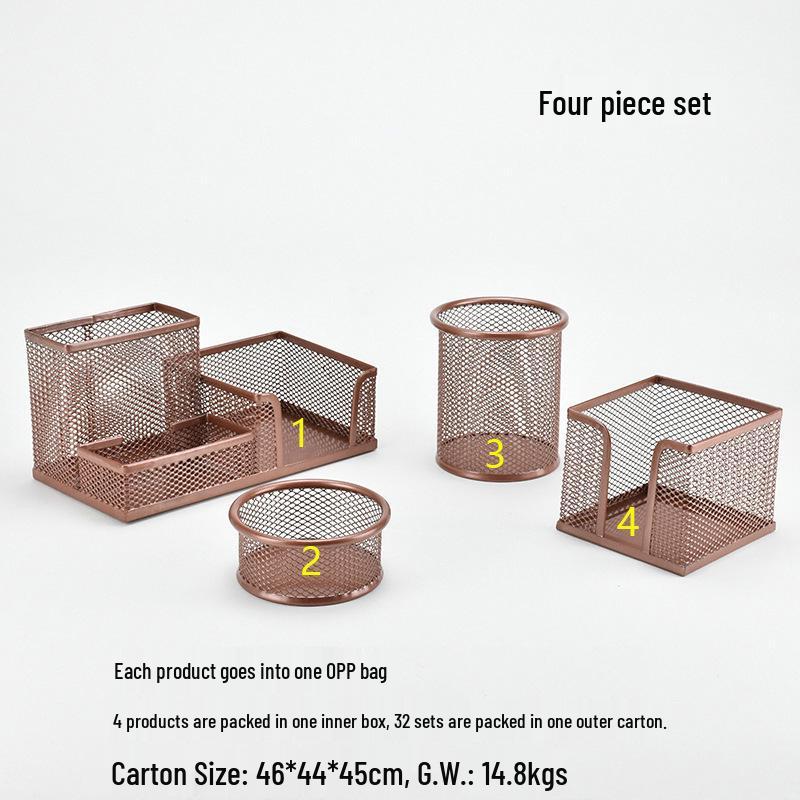 Iron Mesh Multifunctional Pen Holder - Creative Desktop Stationery Organizer for Office & Student Use