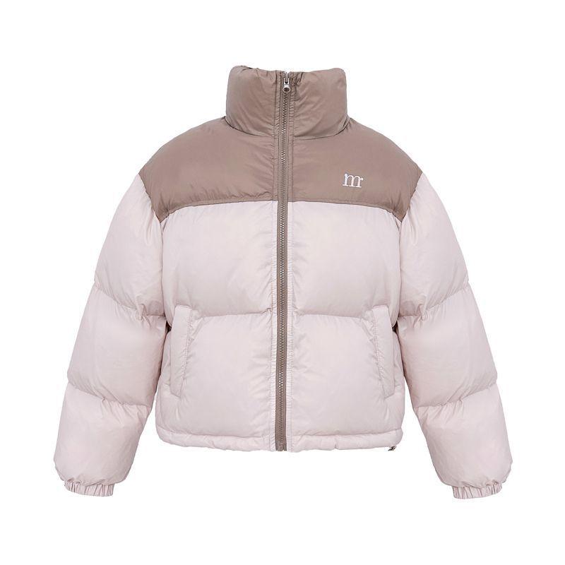 Women's 2025 Korean Style Patchwork Down Jacket - Short, Thickened, White Duck Down, Winter Coat
