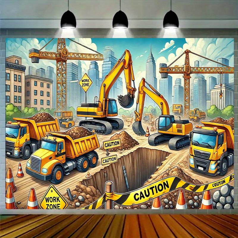 2D Plane, 2D Plane - 2D Plane Banner, 1 piece, Engineering Vehicle Background Cloth 130x150cm