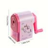 Sacapuntas de unicornio rosa, sacapuntas manual de gran agujero, material escolar, cortador de lápices con alimentación automática y manivela
