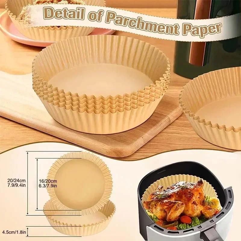 Air Fryer Paper Liner Non-fat Paper for Air Fryer Round Paper French Fries Oven Accessories Hamburger Ninja Nonstick Parchment