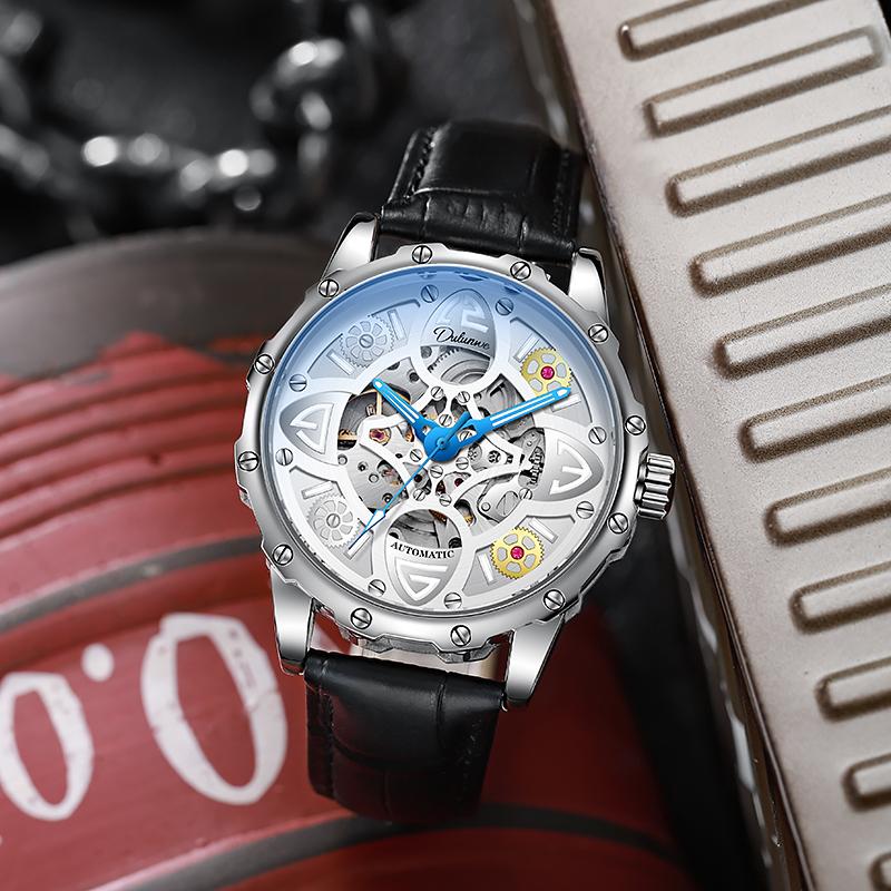 Skelett Automatische Mechanische Herrenuhr Mode Top Marke Leuchtend Edelstahl Sportuhren Relogio Masculino