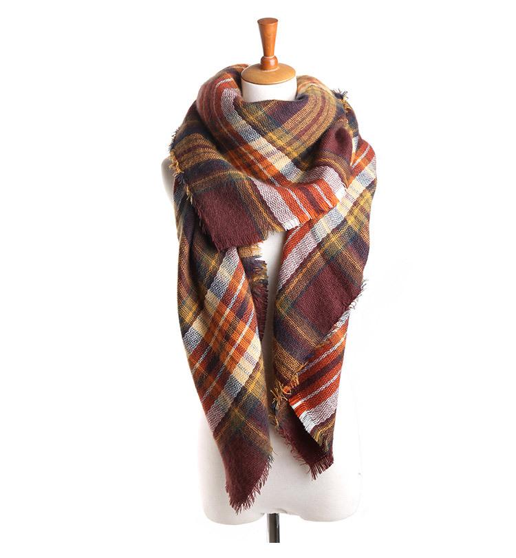 

Мягкий женский шарф в клетку в шоколадную полоску, квадратный шарф из искусственного кашемира, шаль 140*140cm