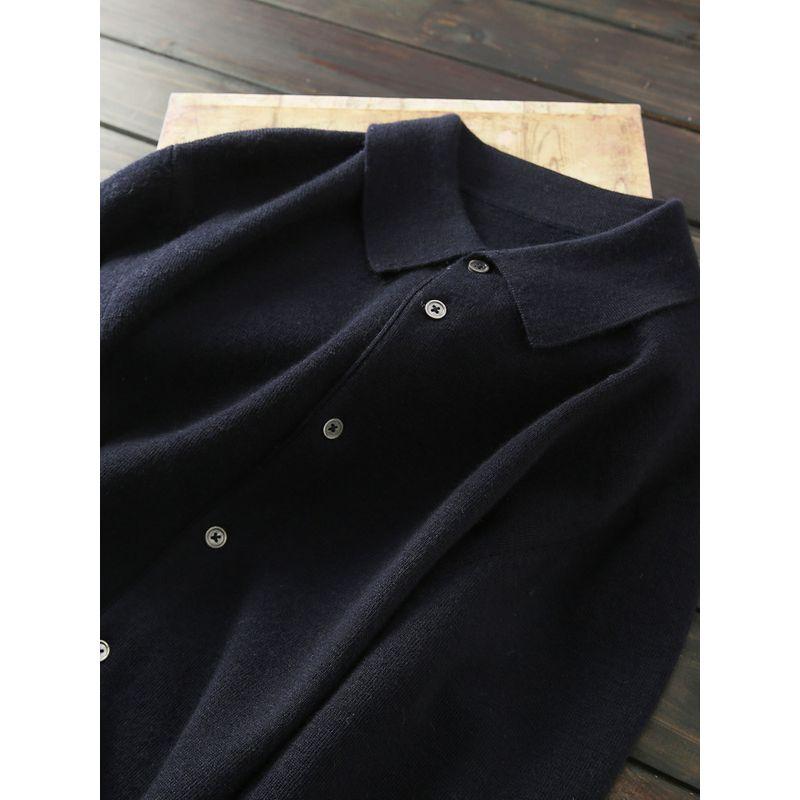 Heavy Weight 80 Wool! Italian Single Export Men's Clothing Balance Cargo with Logo Cut off Men Lapel Knitting Cardigan Sweater Outwear