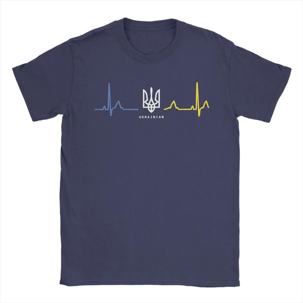 Oekraïense Tryzub Oekraïne Vlag Drietand Zelensky Hartslag T-shirt Mannen Nieuwigheid Katoenen T-shirt Korte Mouw T-shirt Cadeau Tops