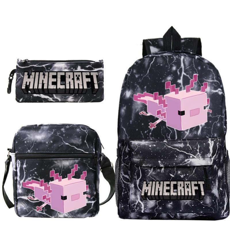 Game Minecraft Printed Children'S School Bag Oblique Span Bag Stationery Pencil Bag Student Backpack Set