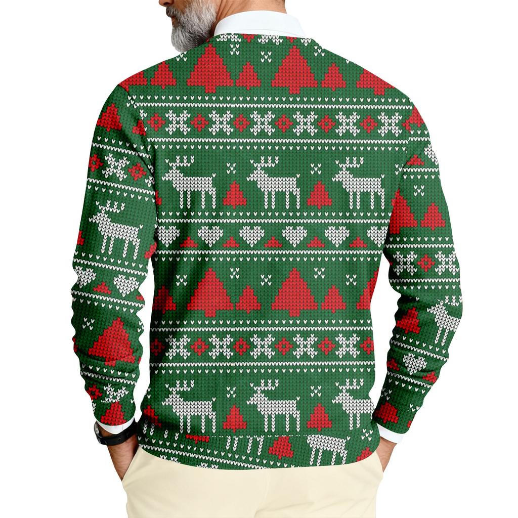 Herren Bedrucktes Rundhals Langarm Rippstrick Sweatshirt