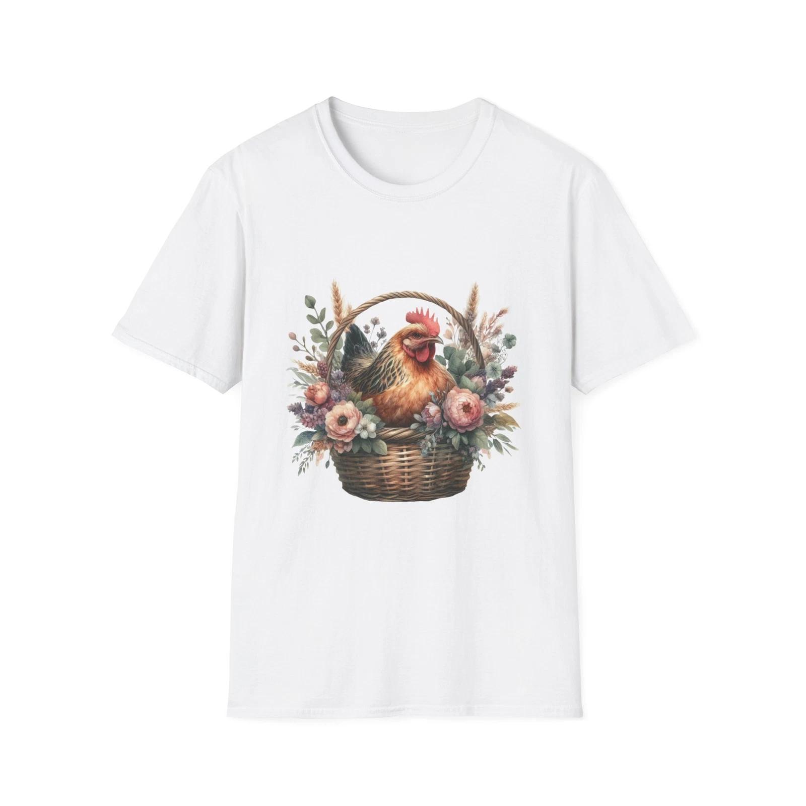 Rustic Floral Hen T-Shirt, Farmhouse Style Tee, Chicken Lovers Gift, Gardening S