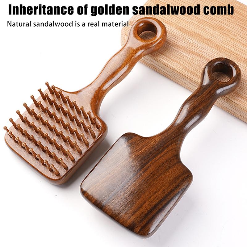 1 Stück Goldsand-Sandelholz Schmale Luftpolsterbürste Pflege Kopfhautbürste Gua Sha Meridianausbaggerung Friseurwerkzeug