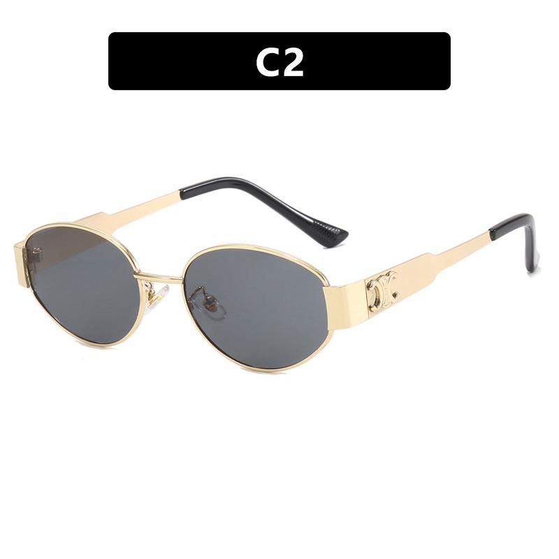 Style Retro Lisa Sunglasses  Oval Frames With Gold And Black Color Choices