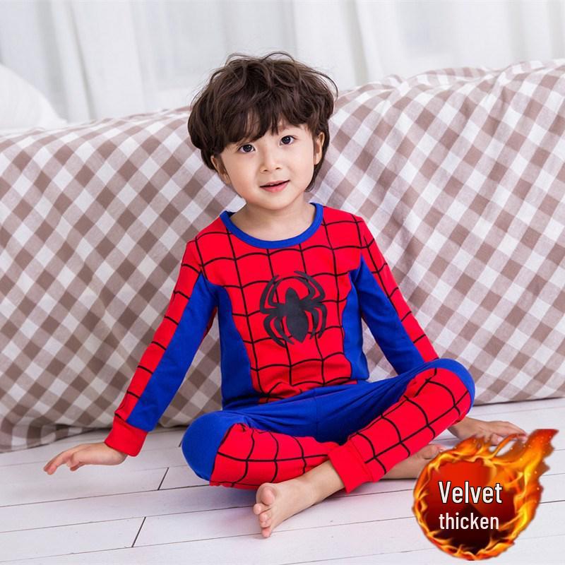 Boys' Spiderman Fleece Pajama Set - Warm Winter Long Johns & Cozy Autumn Homewear