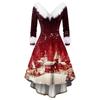 Women's Fashionable Casual Fitted Christmas Print Party Long-Sleeved Dress