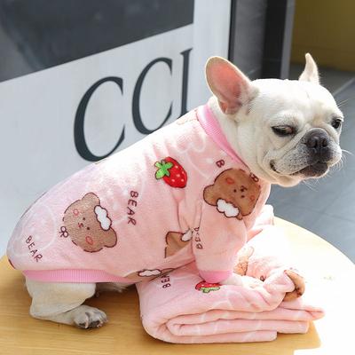 Französische Bulldogge Klein und Mittelgroß Hund Hund Katze Warmes Fleece Hund Zweibeiner Bedruckt Katzenzubehör Haustierkleidung