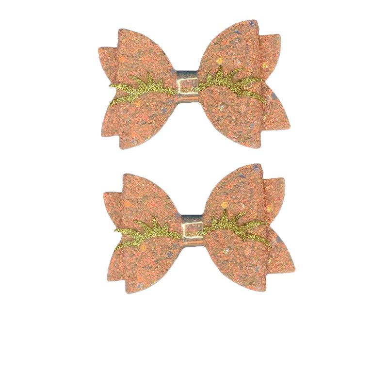 Children s Faux Leather Sequin Gradient Bow Hair Clip - Swallowtail Design