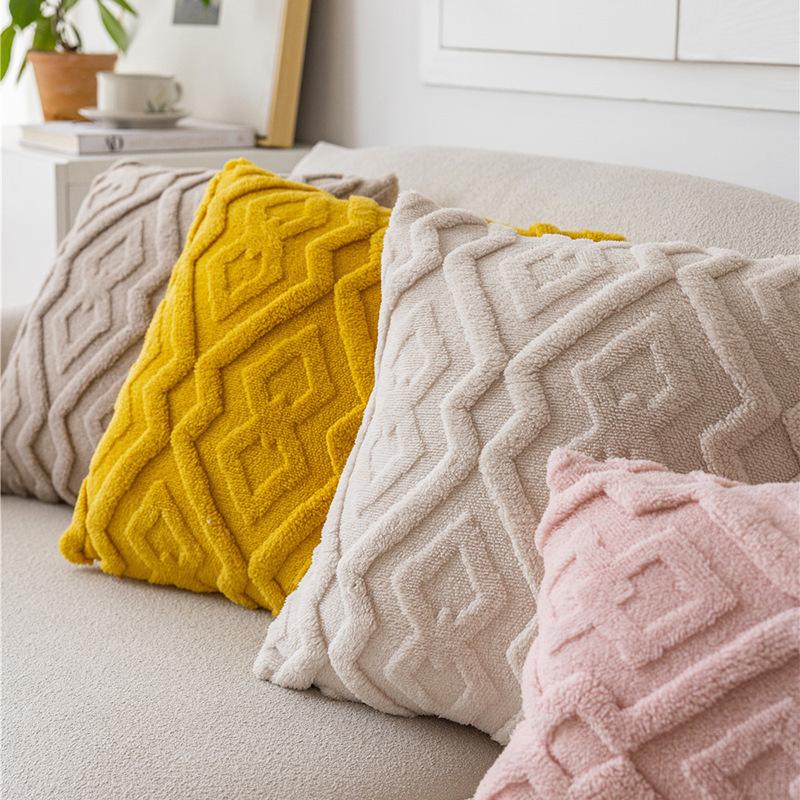 New Sofa Pillow Shu Cotton Velvet Rice Pattern Living Room Sofa Decorative Waist Pillow Case Home Pillow Case