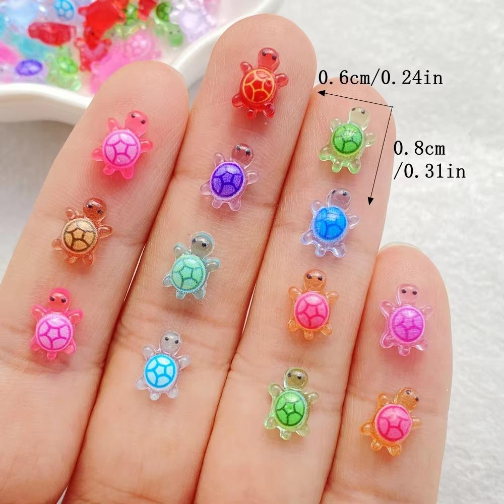 100Pcs DIY Mini Resin Animals Cartoon Mini Turtle Nail Charms  Fairy Garden Decoration
