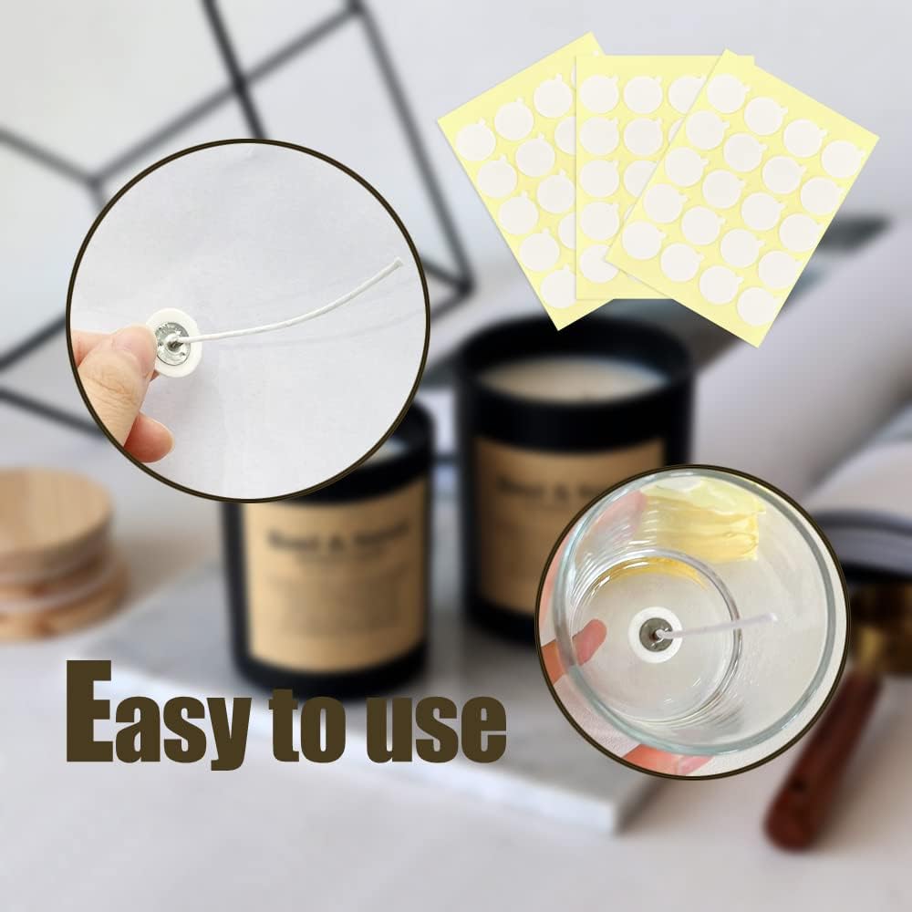 240Pcs Double-Sided Candle Wick Stickers Heat-Resistant Adhesive For Candle Making 0.79 Inch
