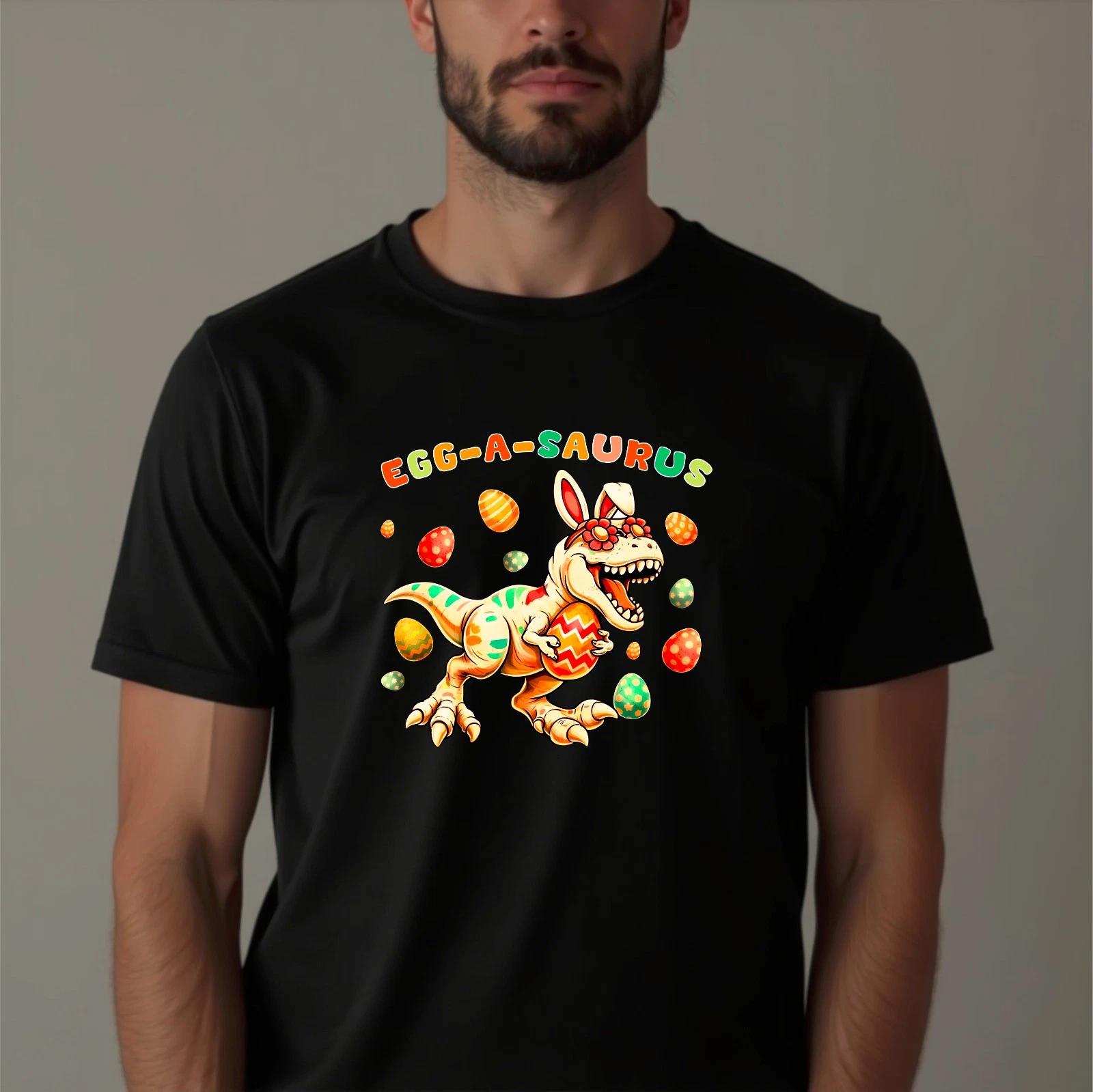 Egg-A-Saurus Dinosaur T-Shirt, T-Rex Bunny Easter Egg Hunt Kids Adults Unisex 2XL