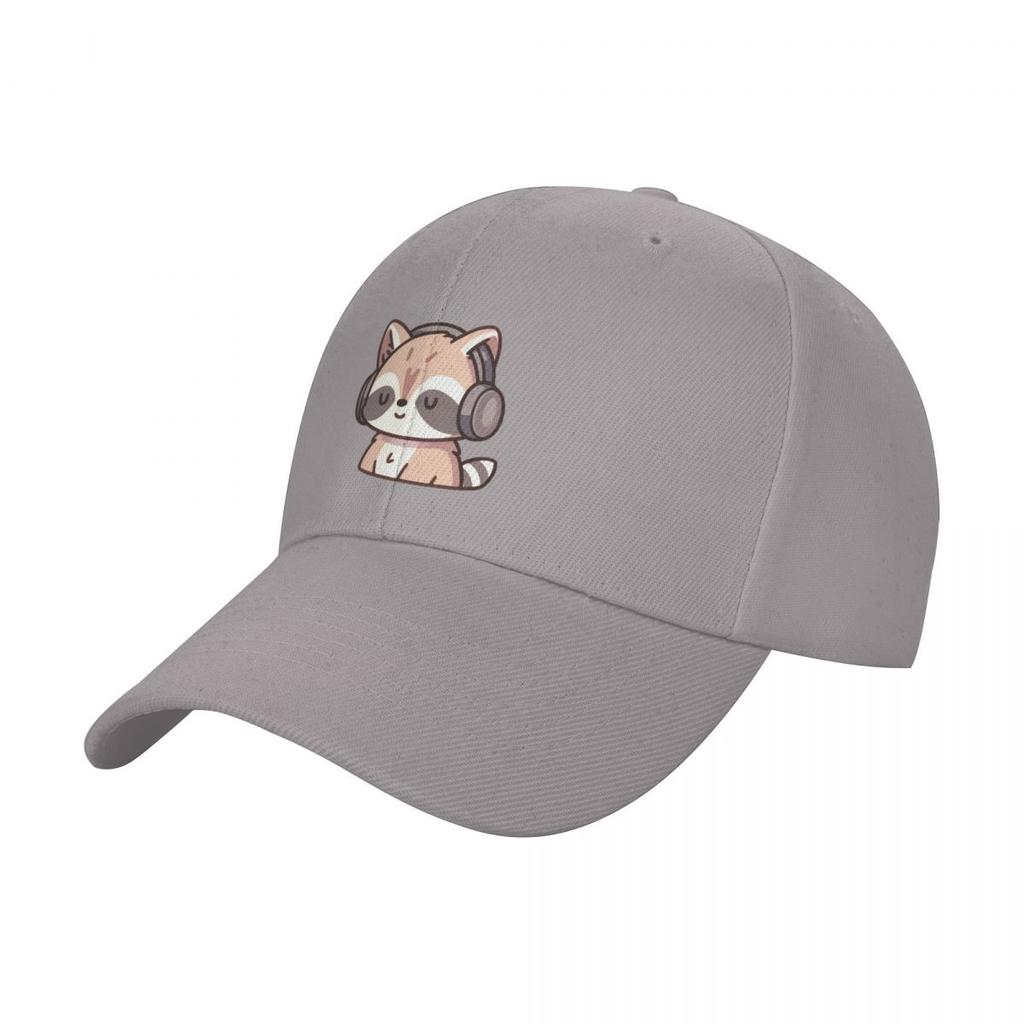 Music-Loving Raccoon with Headphones Baseball Cap New In The Hat Hat Man For The Sun Boy Women's
