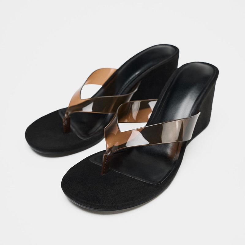 Fashion 2025 New Fashion Transparent Ladies Wedges Slippers Sandals Shoes Round Toe Female Slides Women Wedges Slippers Shoes Flip Flops