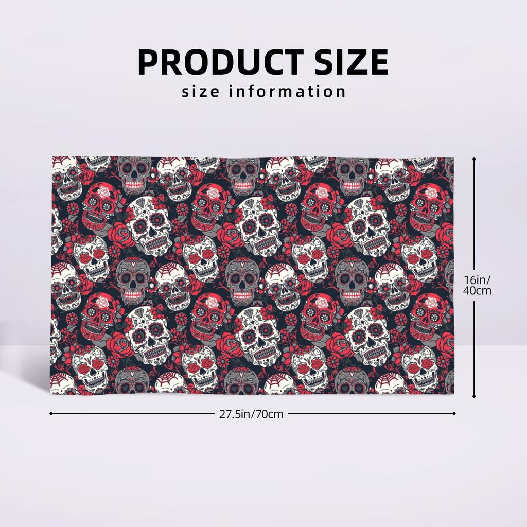 Sugar Skull Pattern Red Soft Face Towel Quick Dry Pool Bath Cotton Towels Absorbent