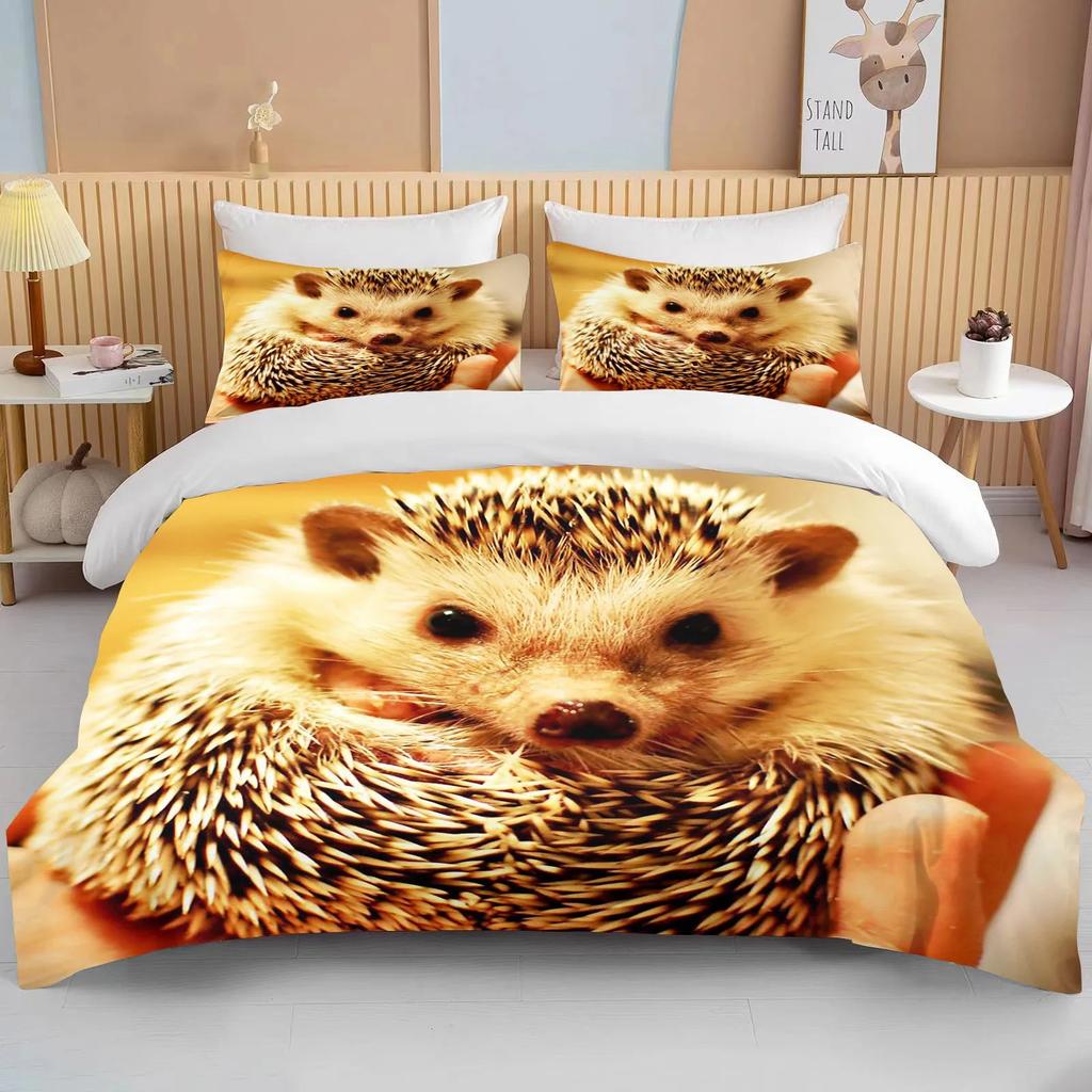 Animal Cute Hedgehog Bedding Set Queen Cute Clothes Comforter/Duvet Covers And Pillowcase For Adults Boys Quilt Cover