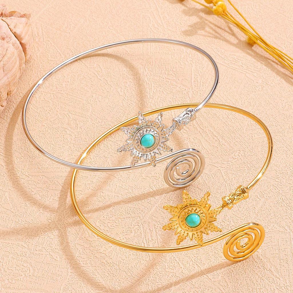Retro Sunflower Adjustable Metal Cuff Bracelet for Women