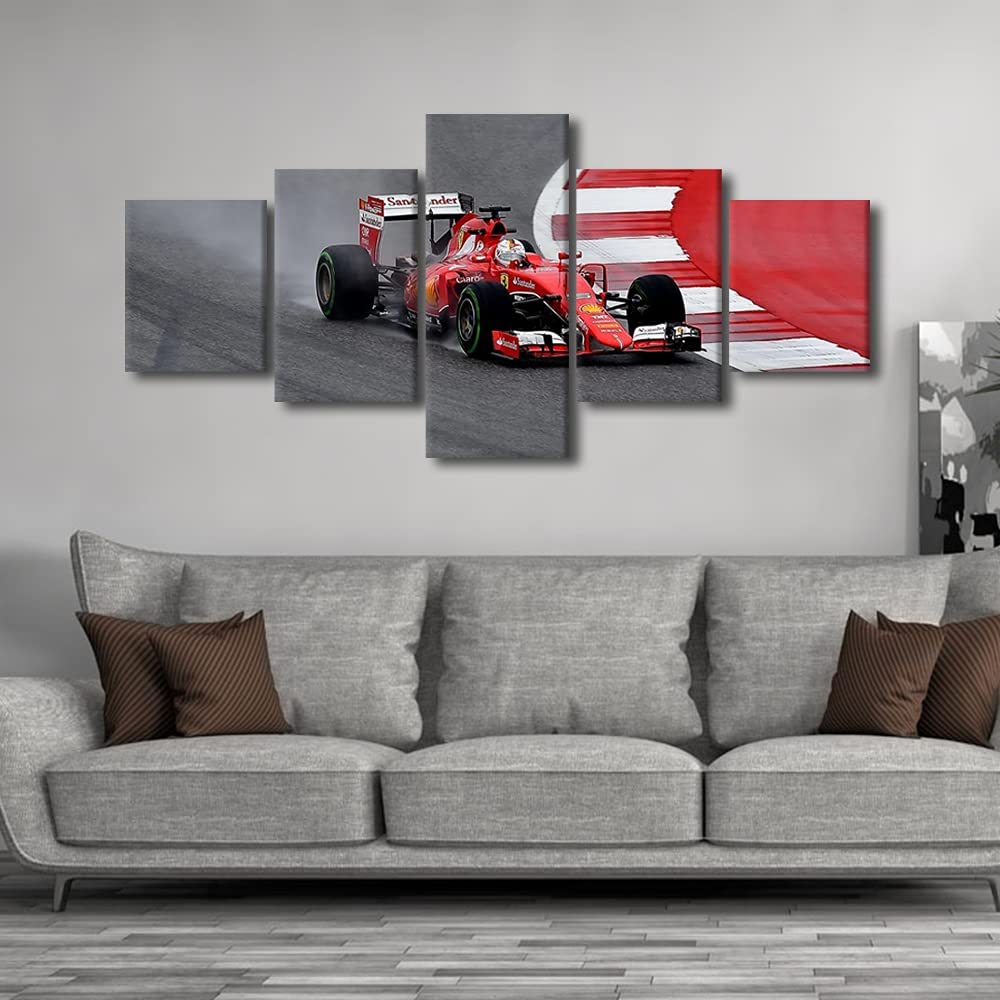 5Pcs Rustic F1 Racing Car House Paitings Sports Car Wall Art Poster Home Decor 5 Panel Room Decor Modern Abstract Paintings
