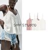 Summer New Product Women's Clothes Straight Collar Vertical Lace Decoration Embroidered Strap Vest Comfortable Top 0881006