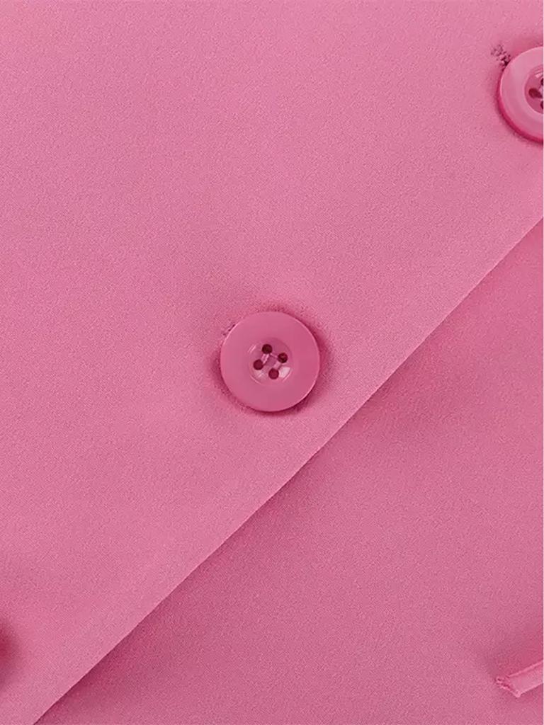 Cappotto da abito ampio rosa romantico con fiocco per donna europea e americana