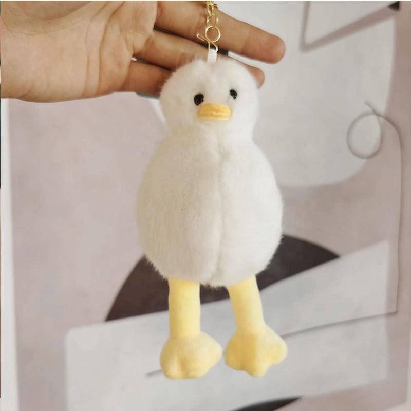 Short Plush Bear Keychain Adorable Yellow Duck Stuffed Animal For Bags And Keys**