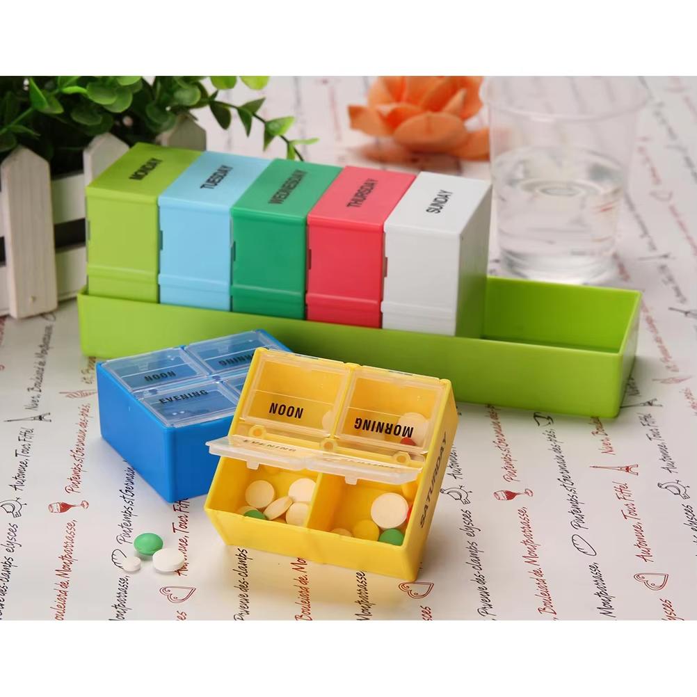 7-Tage Wochen-Pillendose Tragbar Tägliche Tablettenfächer BPA-freier Kunststoff Medizin-Organizer-Box Pillen einfach organisiert halten