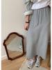 Women's High Waist Lace-Up Skirt: New Spring/Autumn Style, Casual A-Line Drape, Medium-Length with Hip Split Design.