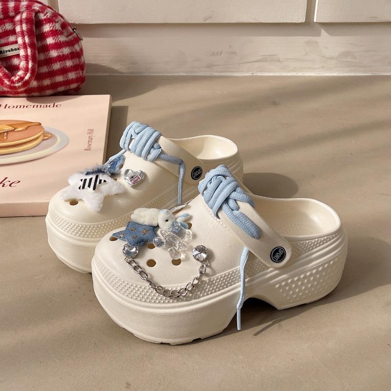 

Маффин на толстой подошве, отверстие, женская летняя верхняя одежда, увеличивающая рост, новая маленькая нескользящая сумка на голову, оригинальные тапочки для DIY 40-41