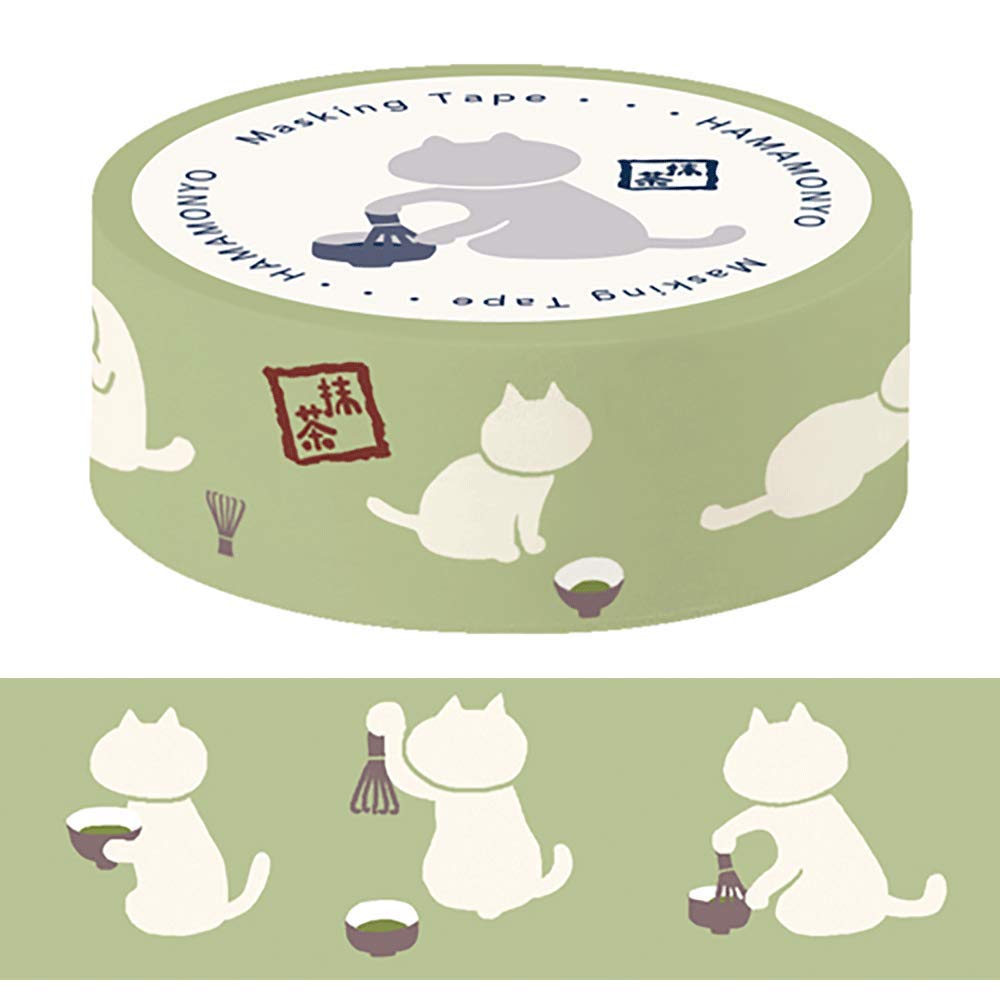 Hamamonyo Masking Tape Matcha Cat - коричневый