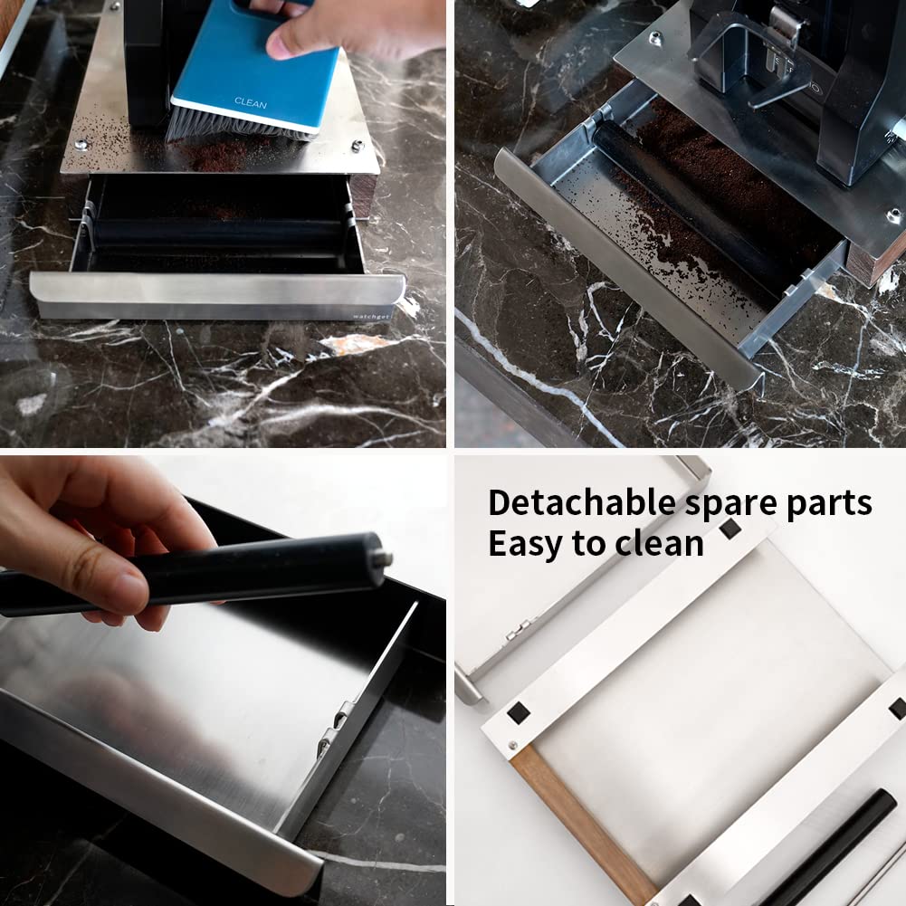 Watchget Espresso Knock Box Drawer, Stainless Steel Type, Removable Coffee Grounds, Metal, for Home, Office, Restaurant, Coffee Shop