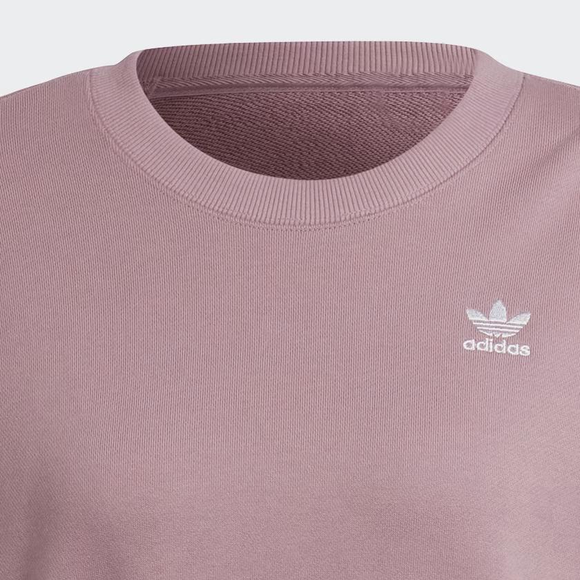 Adidas Originals Logo Print Cropped Comfortable Breathable Pullover Sweatshirt Women Tops Purple-Red HC2027