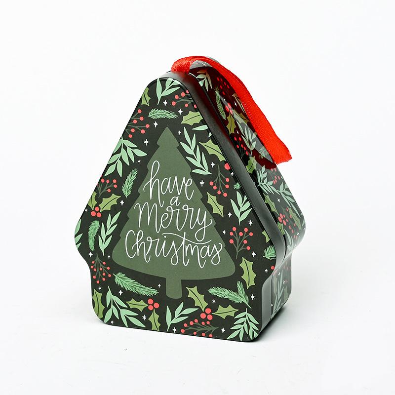 Christmas House Shape Xmas Atmosphere Christmas Decorations Chocolate Jar With Lanyard Cute Candy Box Kids 10.5x8.5x4cm