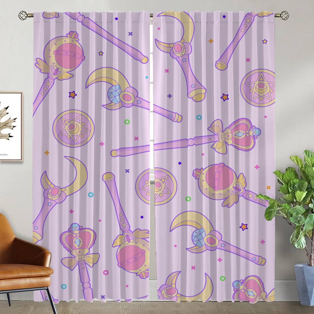 

Раздел Сейлор Мун Элегантные Шторы Для Комнаты 2 Части Затемняющие Шторы Кухонные Шторы Для Камеры Украшения Хэллоуина Оттенки W60xH90cmx2pcs-CL