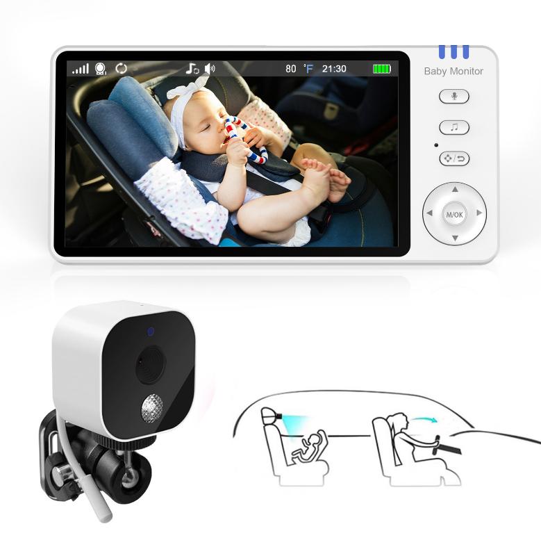 PSABM950B 5-inch IPS Car Baby Monitor, 1080P Multi-functional Baby Car Camera with bidirectional audio and HD video, VOX night vision , 2.4GHz