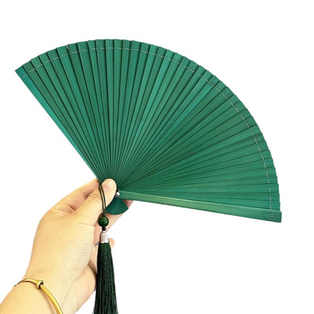 Chinese Style Tassel Folding Fan Solid Color Kimono Fan Elegant Handheld Fans  Wedding Party Decor