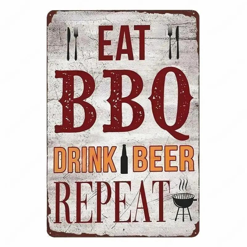 Panneau Barbecue des Pères de Jardin Roi du Grill Vintage Plaque Métallique Boîte de Conserve Bar Pub Décoration de Jardin Plaque Murale BBQ de Papa Chillin&Grillin Plaque Rétro