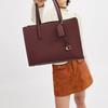 New COACH Carter Pebbled Leather Tote Bag, Shopping Bag, Handbag Large Women's Brown Red CJ806-B4WN