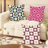 Retro Geometry Floral Cushion Cover Natural Linen Organic Fabric DoubleSided Printing Couch Pillow Covers Home Decor