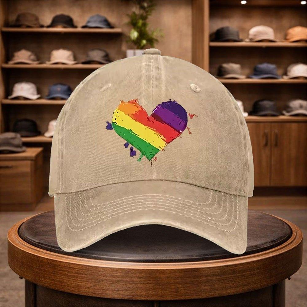 A UnisexS Rainbow HeartShaped Baseball Cap Adjustable And Stylish for Outdoor Use Featuring an Urban Design This Lightweight A