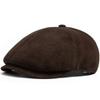 Nieuwe pet van PU-imitatieleer, modieuze vintage baret voor mannen en vrouwen, geschikt voor de lente en herfst, platte pet met klep, casual retro hiphop pet.