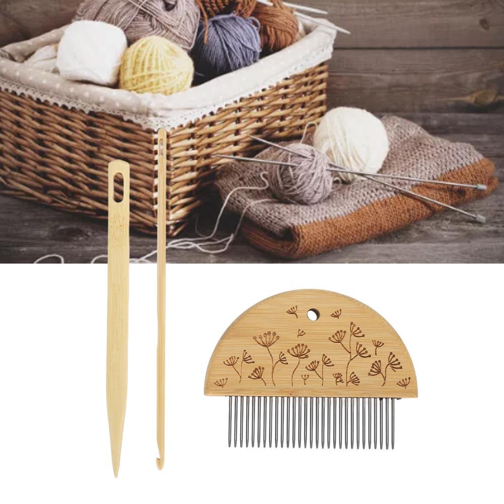 Wooden Weaving Loom Comb Large Eye Needle Hand Looming Accessories For Beginners