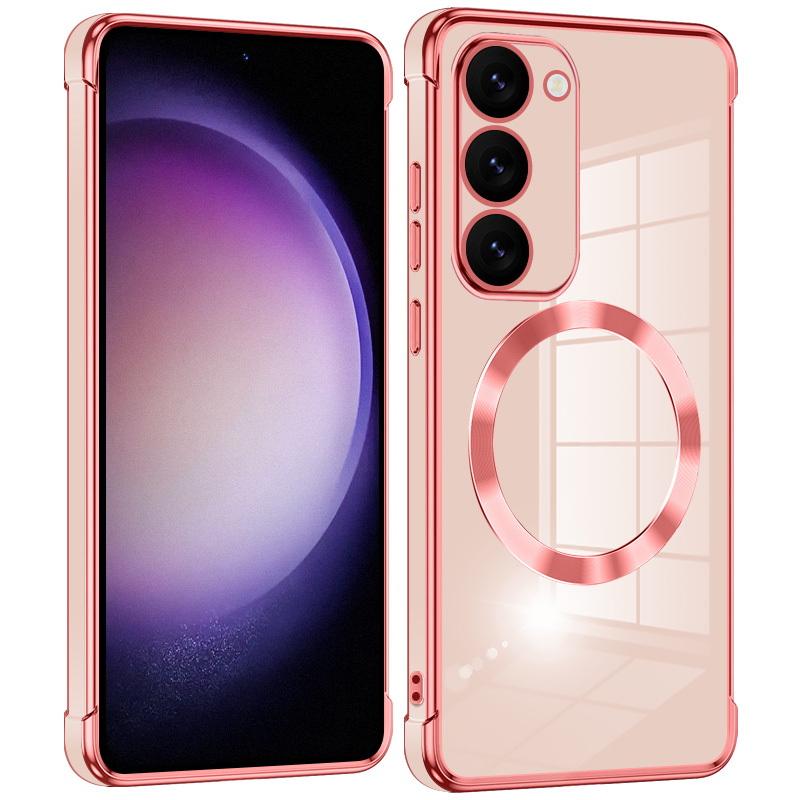 Solid Color Slim Magnetic Phone Case For Samsung Galaxy S25 Ultra S24 FE S23 Plus S22 S21 Wireless Charge Plating TPU Soft Shockproof Bumper Cover