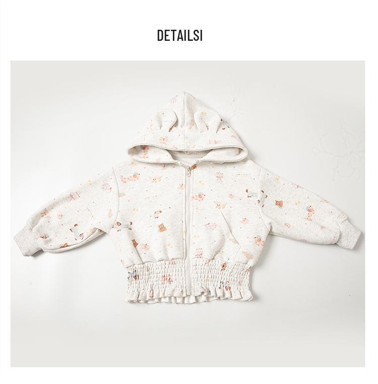 2025 Girls' Floral Hooded Cardigan - Spring/Autumn Sweatshirt for Kids