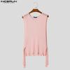 INCERUN Men Sleeveless Mesh Sheer Side Cutout Bandage Casual Tank Tops